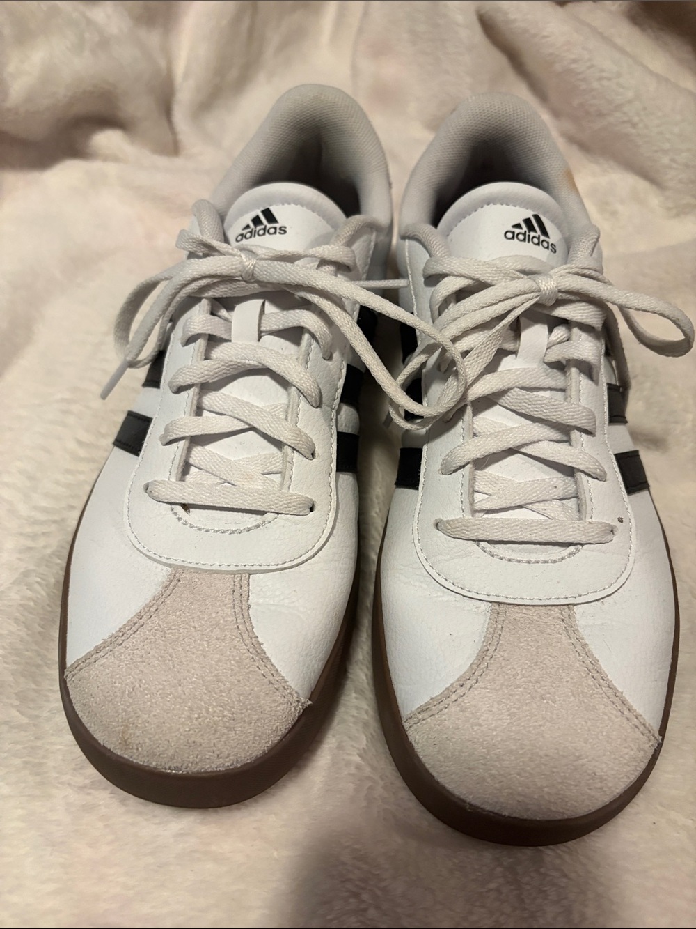 adidas Men’s White & Black Low-Top Sneakers with Gum Sole